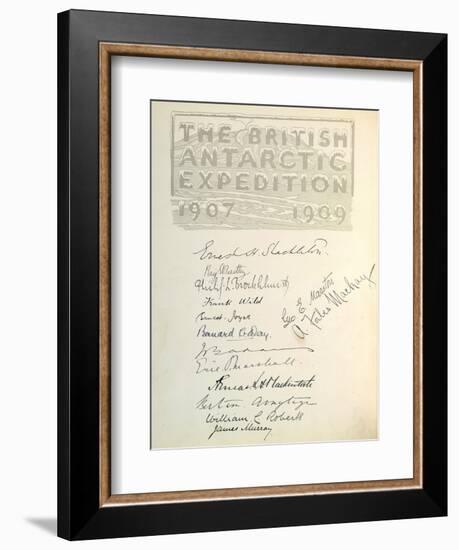 Page with Signatures from 'The Heart of the Antarctic'-null-Framed Giclee Print
