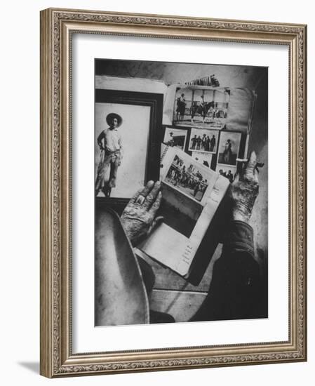 Pages From Cowboy Johnny Mullins' Scrapbook, Black Cowboy Bill Pickett, Calgary Stampede and Rodeo-John Loengard-Framed Photographic Print