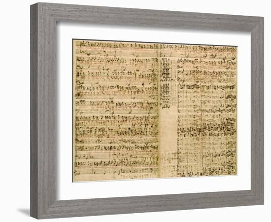 Pages from Score of the 'The Art of the Fugue', 1740S-Johann Sebastian Bach-Framed Giclee Print