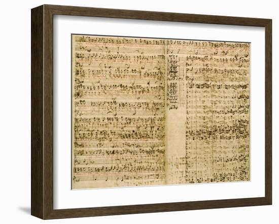 Pages from Score of the 'The Art of the Fugue', 1740S-Johann Sebastian Bach-Framed Giclee Print