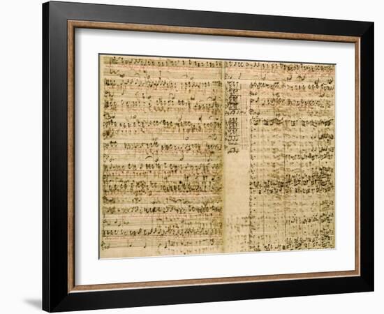 Pages from Score of the 'The Art of the Fugue', 1740S-Johann Sebastian Bach-Framed Giclee Print