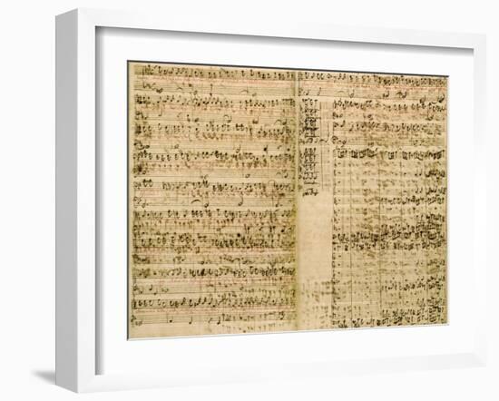 Pages from Score of the 'The Art of the Fugue', 1740S-Johann Sebastian Bach-Framed Giclee Print