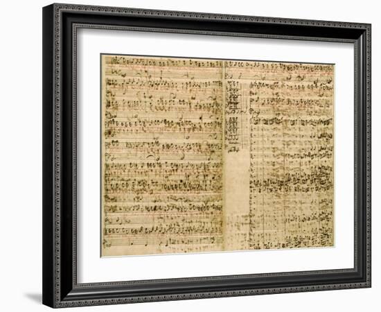 Pages from Score of the 'The Art of the Fugue', 1740S-Johann Sebastian Bach-Framed Giclee Print