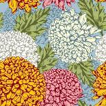 Excellent Seamless Pattern with Chrysanthemum on Gray Background-Pagina-Art Print