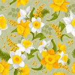 Excellent Seamless Pattern with Chrysanthemum on Gray Background-Pagina-Art Print