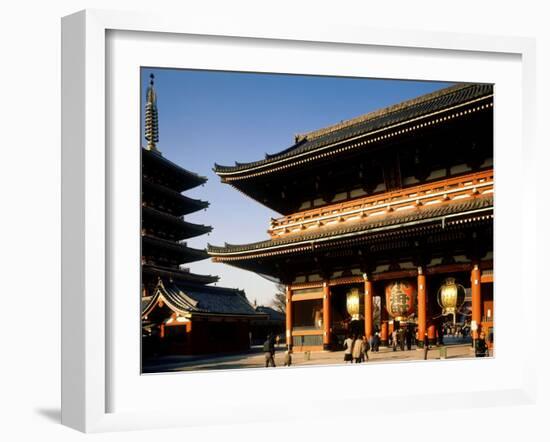 Pagoda and Gate of Sensoji Temple, Asakusa, Tokyo, Japan-null-Framed Photographic Print