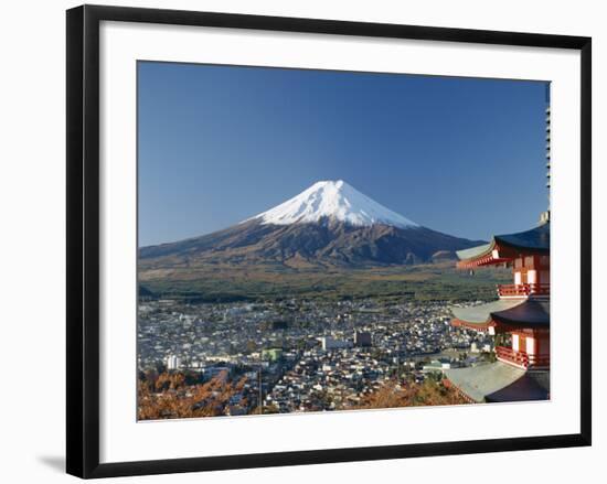 Pagoda and Mount Fuji, Honshu, Japan-null-Framed Photographic Print