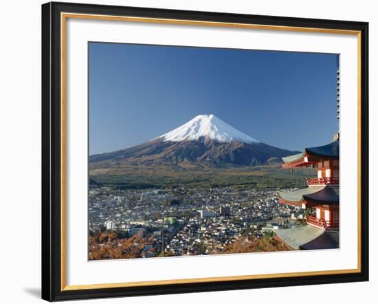 Pagoda and Mount Fuji, Honshu, Japan-null-Framed Photographic Print