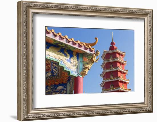 Pagoda at Ten Thousand Buddhas Monastery, Shatin, New Territories, Hong Kong, China, Asia-Ian Trower-Framed Photographic Print