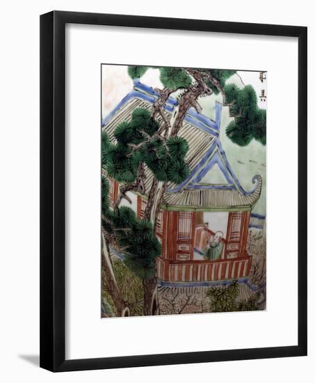 Pagoda in a Garden, Famille Verte-null-Framed Giclee Print