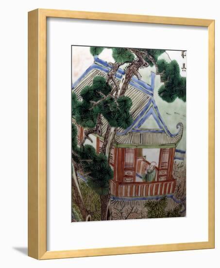Pagoda in a Garden, Famille Verte-null-Framed Giclee Print