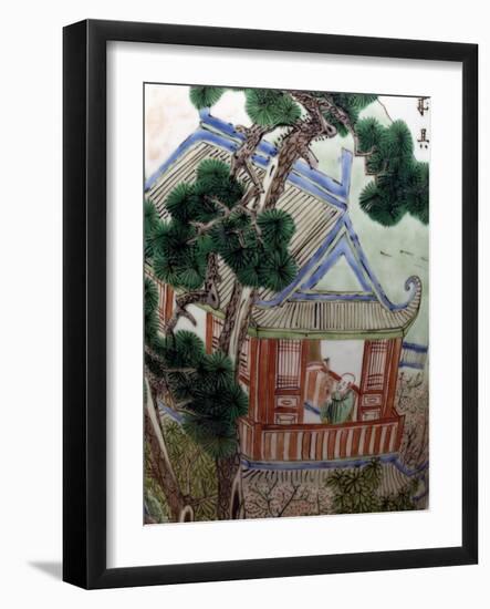 Pagoda in a Garden, Famille Verte-null-Framed Giclee Print