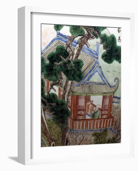 Pagoda in a Garden, Famille Verte-null-Framed Giclee Print