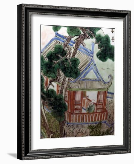 Pagoda in a Garden, Famille Verte-null-Framed Giclee Print