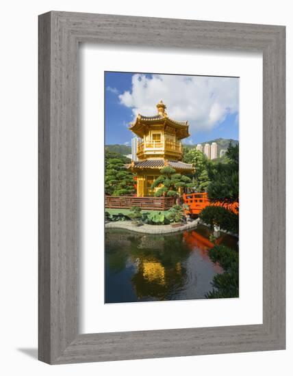 Pagoda in Nan Lian Garden at Chi Lin Nunnery, Diamond Hill, Kowloon, Hong Kong, China, Asia-Ian Trower-Framed Photographic Print