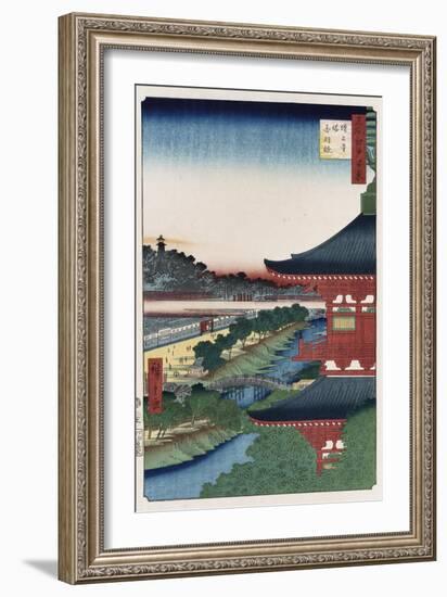 Pagoda of Zojoji, Akabane', from the Series 'One Hundred Views of Famous Places in Edo'-Ando Hiroshige-Framed Giclee Print