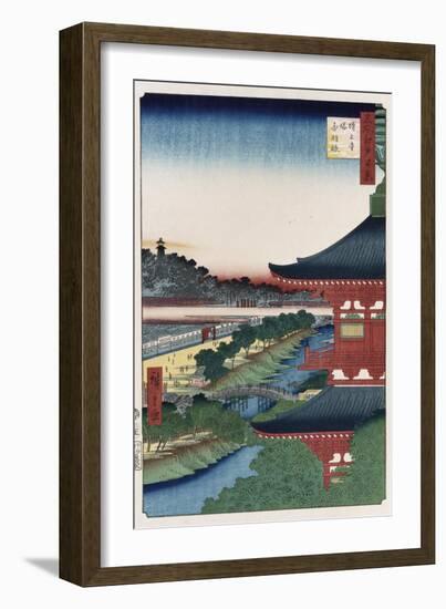 Pagoda of Zojoji, Akabane', from the Series 'One Hundred Views of Famous Places in Edo'-Ando Hiroshige-Framed Giclee Print