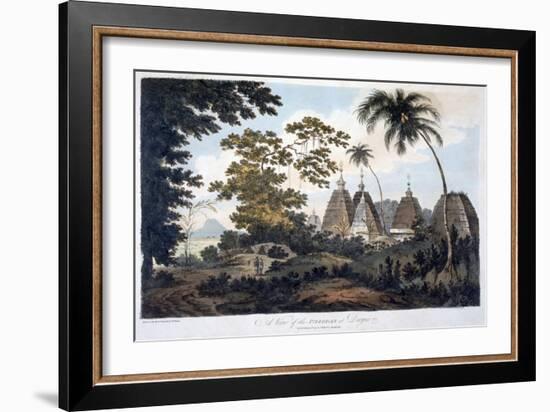 Pagodas at Deogur, 1787 (Aquatint)-William Hodges-Framed Giclee Print