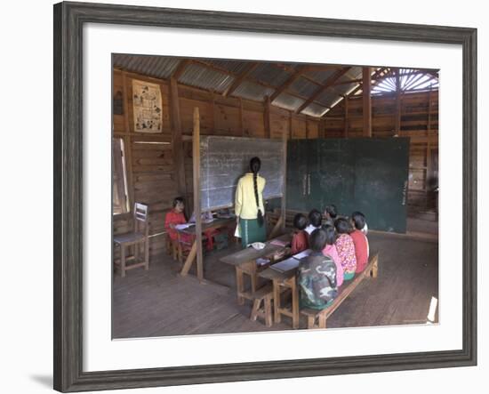 Pah Oh Minority Children in Local Village School, Pattap Poap Near Inle Lake, Shan State, Myanmar-Eitan Simanor-Framed Photographic Print