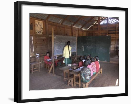 Pah Oh Minority Children in Local Village School, Pattap Poap Near Inle Lake, Shan State, Myanmar-Eitan Simanor-Framed Photographic Print