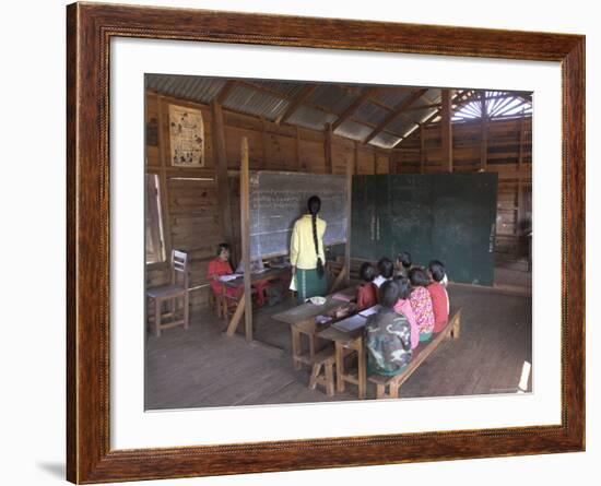 Pah Oh Minority Children in Local Village School, Pattap Poap Near Inle Lake, Shan State, Myanmar-Eitan Simanor-Framed Photographic Print