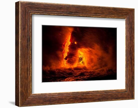 Pahoehoe lava flowing from Kilauea-David Fleetham-Framed Photographic Print