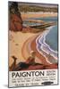 Paignton, England - British Railways Girl Looking over a Cliff Poster-Lantern Press-Mounted Art Print