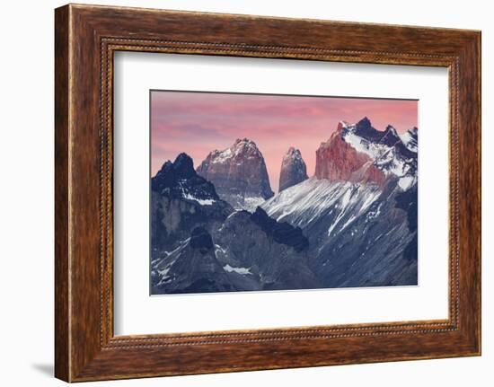 Paine Massif at sunset, Torres del Paine National Park, Chile, Patagonia-Adam Jones-Framed Photographic Print