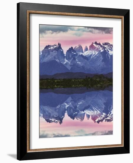 Paine Massif reflection at sunset, Torres del Paine National Park, Chile, Patagonia-Adam Jones-Framed Photographic Print