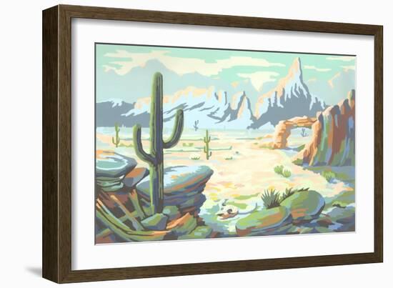 Paint by Numbers, Desert Scene-null-Framed Art Print