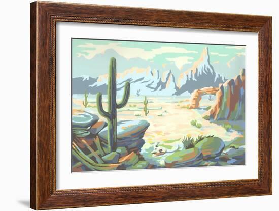 Paint by Numbers, Desert Scene-null-Framed Art Print