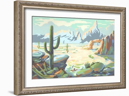 Paint by Numbers, Desert Scene-null-Framed Premium Giclee Print