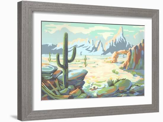 Paint by Numbers, Desert Scene-null-Framed Premium Giclee Print