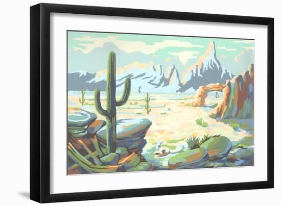 Paint by Numbers, Desert Scene-null-Framed Premium Giclee Print