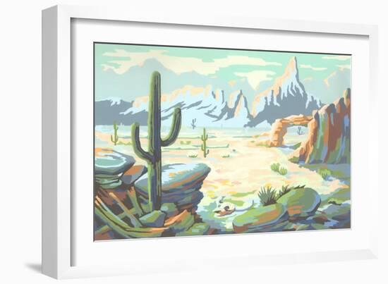 Paint by Numbers, Desert Scene-null-Framed Premium Giclee Print