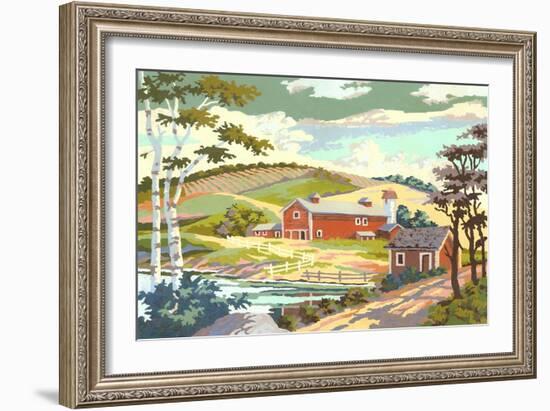 Paint by Numbers, Farm Scene Number One-null-Framed Art Print