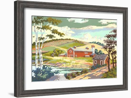 Paint by Numbers, Farm Scene Number One-null-Framed Art Print