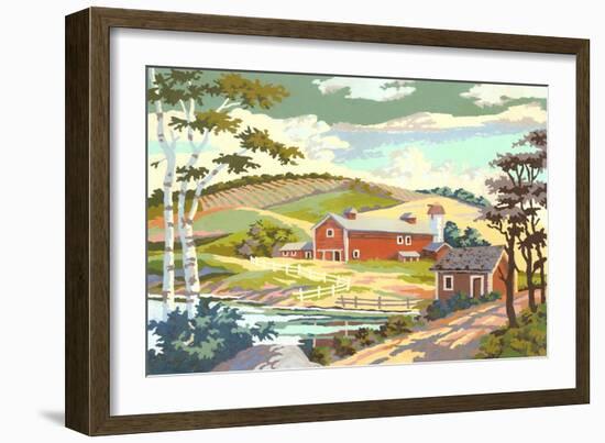 Paint by Numbers, Farm Scene Number One-null-Framed Art Print