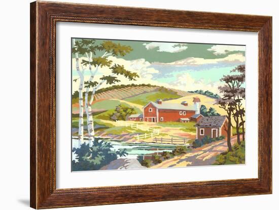Paint by Numbers, Farm Scene Number One-null-Framed Art Print