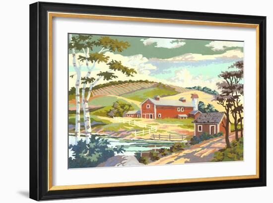 Paint by Numbers, Farm Scene Number One-null-Framed Art Print