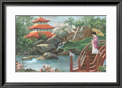 Amazon Com Wowdecor Paint By Numbers Kits For Adults Kids Diy Number Painting Japanese Landscape Cherry Blossoms Mountain Tower 40 X 50 Cm New Stamped Canvas No Frame