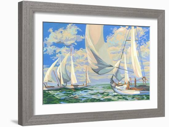 Paint by Numbers, Sailing Scene-null-Framed Art Print