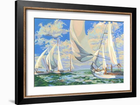 Paint by Numbers, Sailing Scene-null-Framed Art Print