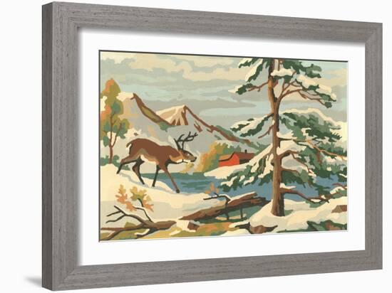 Paint by Numbers, Winter Scene-null-Framed Art Print