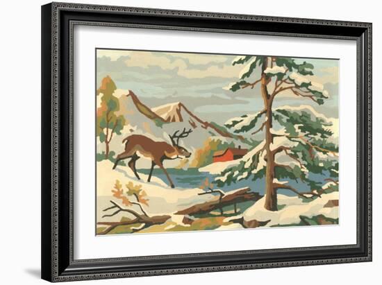 Paint by Numbers, Winter Scene-null-Framed Art Print