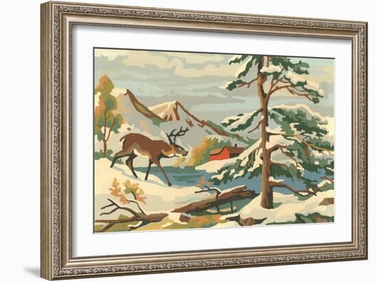 Paint by Numbers, Winter Scene-null-Framed Premium Giclee Print