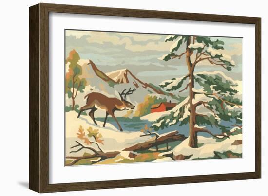 Paint by Numbers, Winter Scene-null-Framed Premium Giclee Print