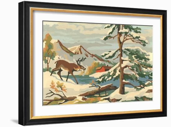 Paint by Numbers, Winter Scene-null-Framed Premium Giclee Print