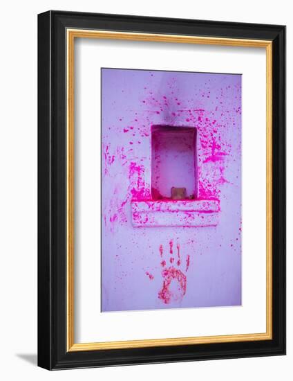 Paint on wall during Holi festival, Rajasthan-Mark MacEwen-Framed Photographic Print