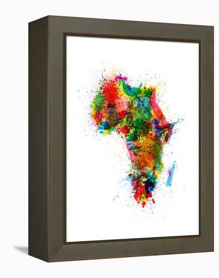 Paint Splashes Map of Africa Map-Michael Tompsett-Framed Stretched Canvas